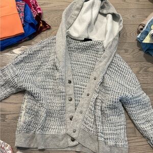 Aerie Gray and Cream Textured Cardigan